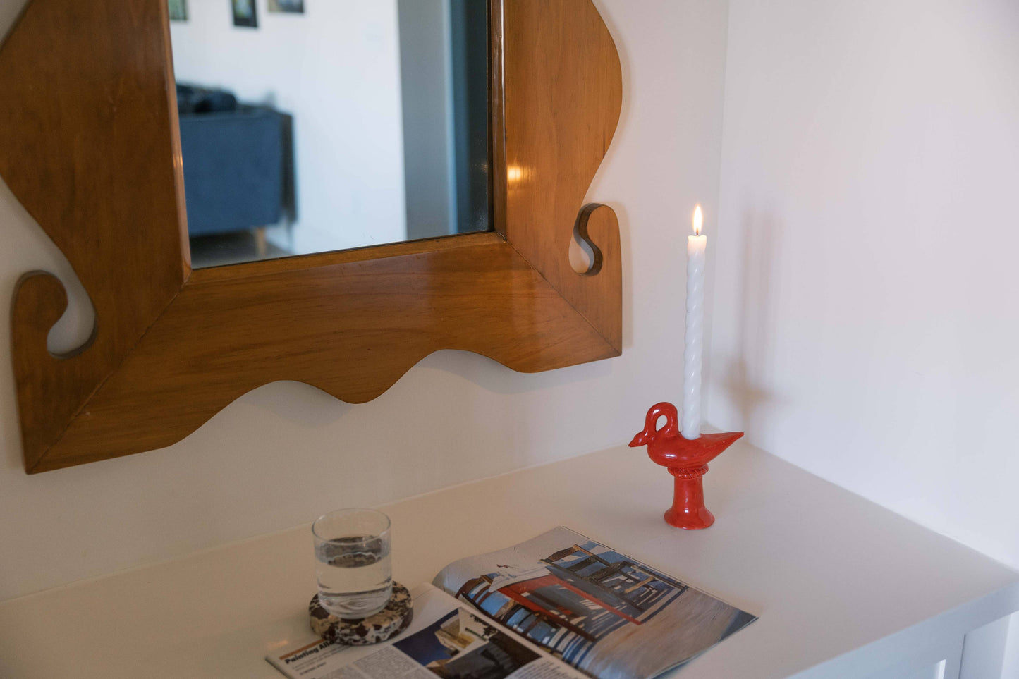 Nordic Swan Candlestick Holder | Ruby Red