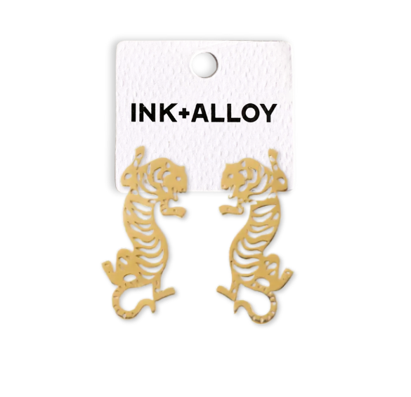 Bianca Tiger Drop Earrings Brass