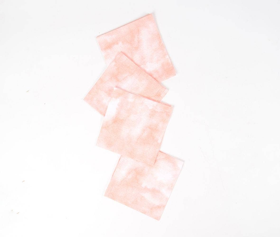 Peachy Watercolor Table Napkins (Set of 4), 19 Inch