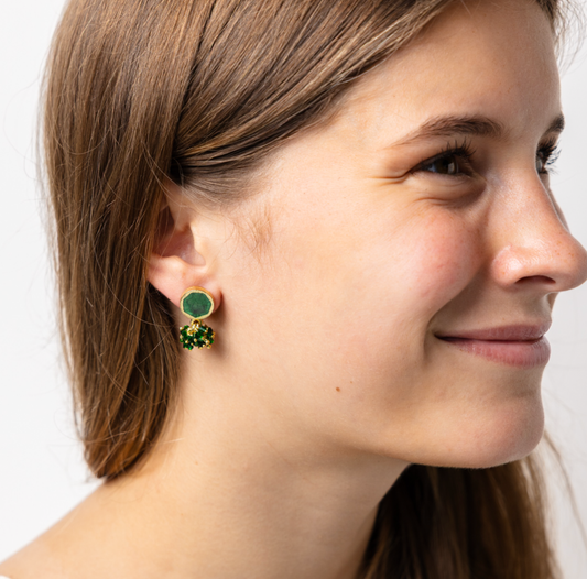Kimberly Enamel Earring Leaf Green