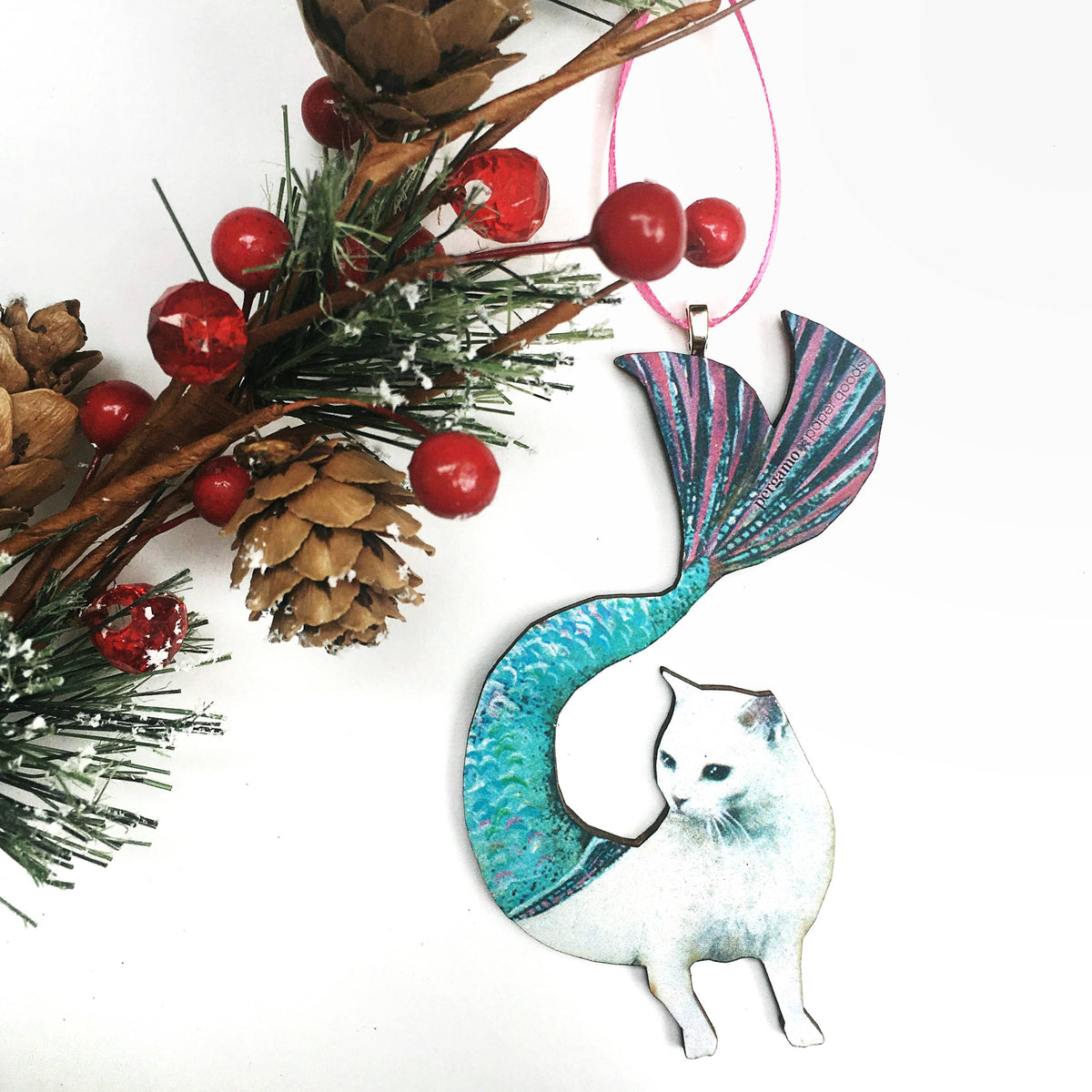 Cat Mermaid Christmas Ornament