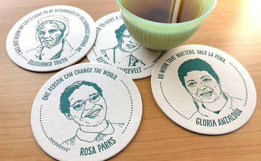 Inspiring Women coasters set 2 blue