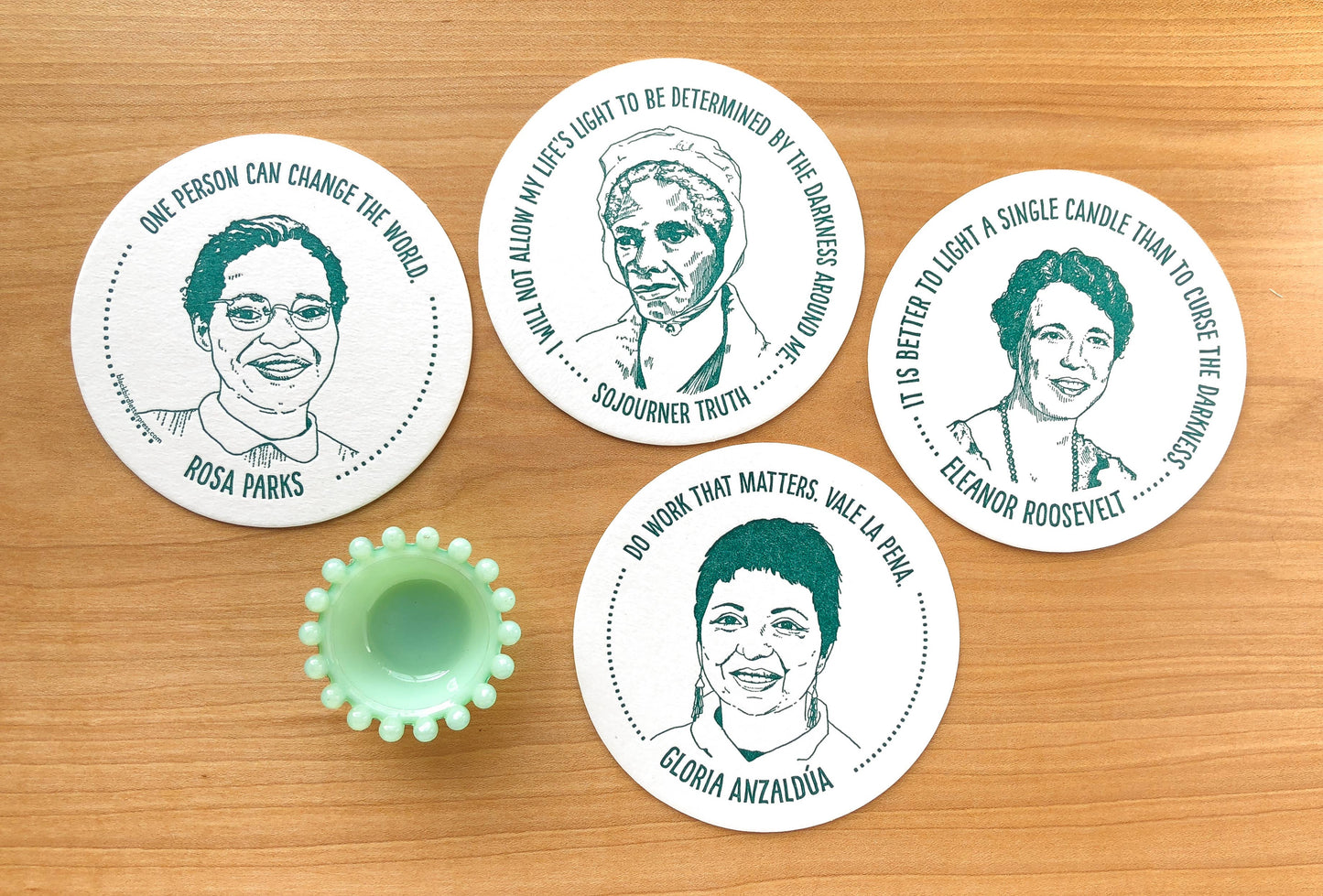 Inspiring Women coasters set 2 blue