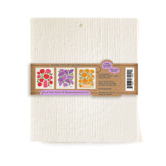 EDIBLE FLOWERS (Lilac, Marigold, Rose) Sponge Cloth Set of 3