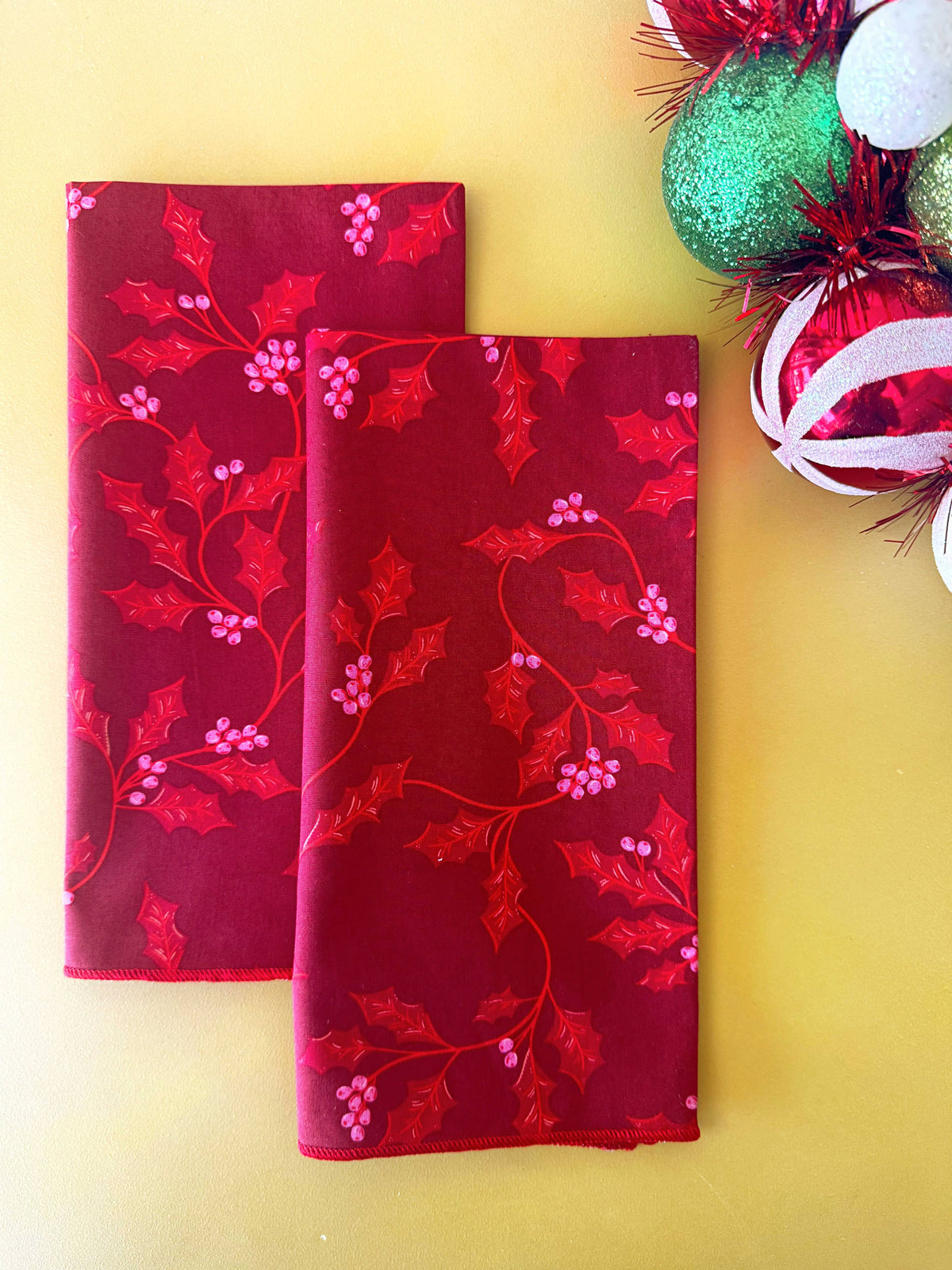 Cranberry Christmas Cloth Napkins, set of four