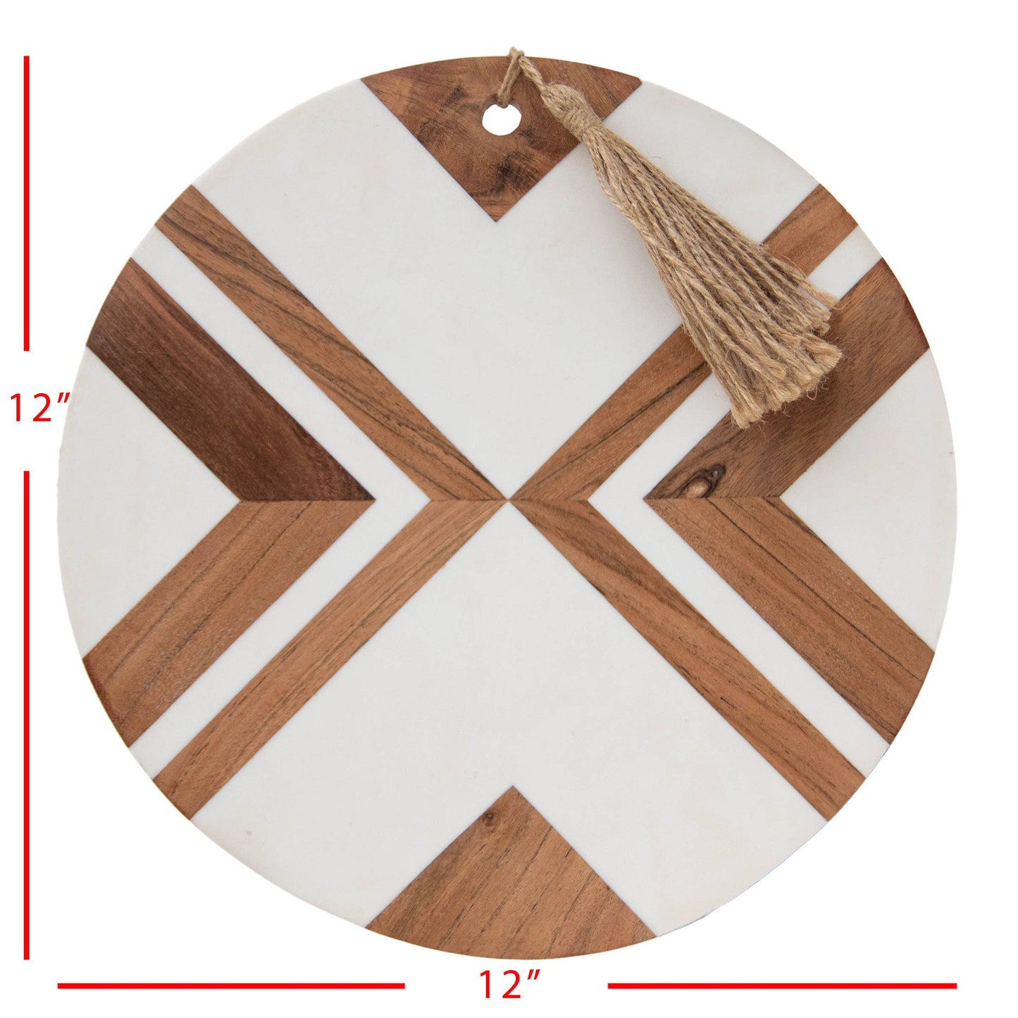 Clement Round White Resin & Wood Cutting Board Large