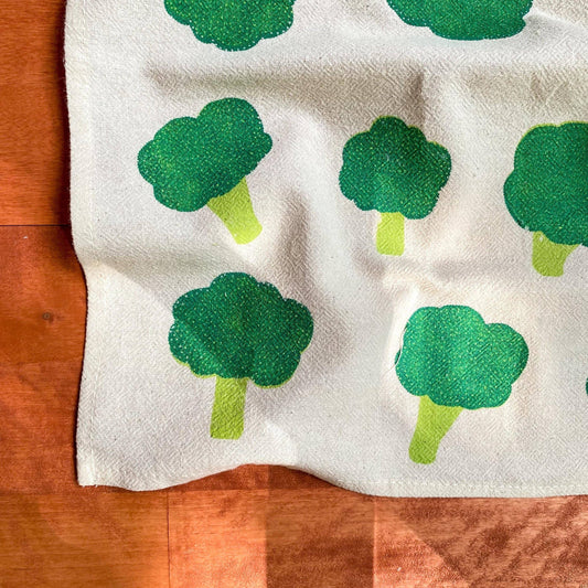 Broccoli Hand Printed Cotton Napkins, Set of 4