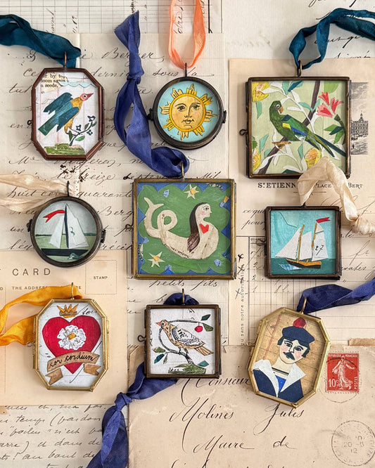 Meriwether ~ Art Locket Ornament Nautical Mermaid Handmade