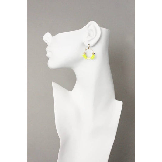 WLLE01 Neon yellow glass hoop earrings
