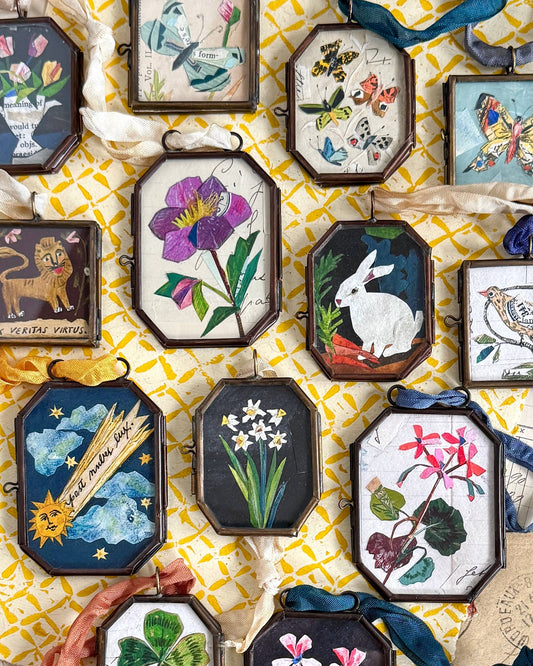 Classical Rabbit ~ Art Locket Ornament Garden Handmade