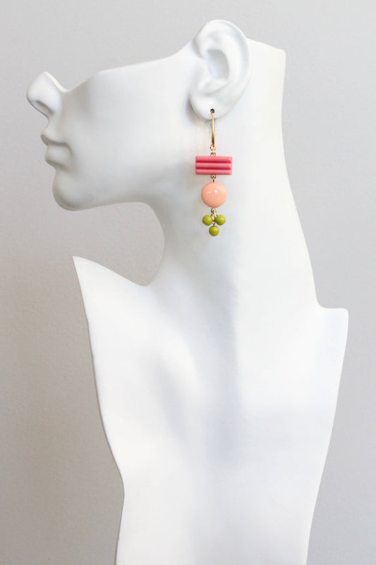 KYLE34 vintage coral glass earrings