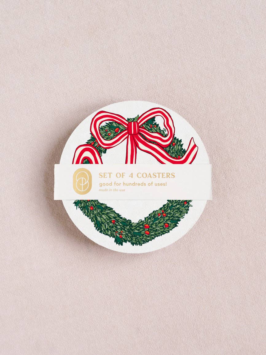 Holiday Wreath Coasters - Set of 4