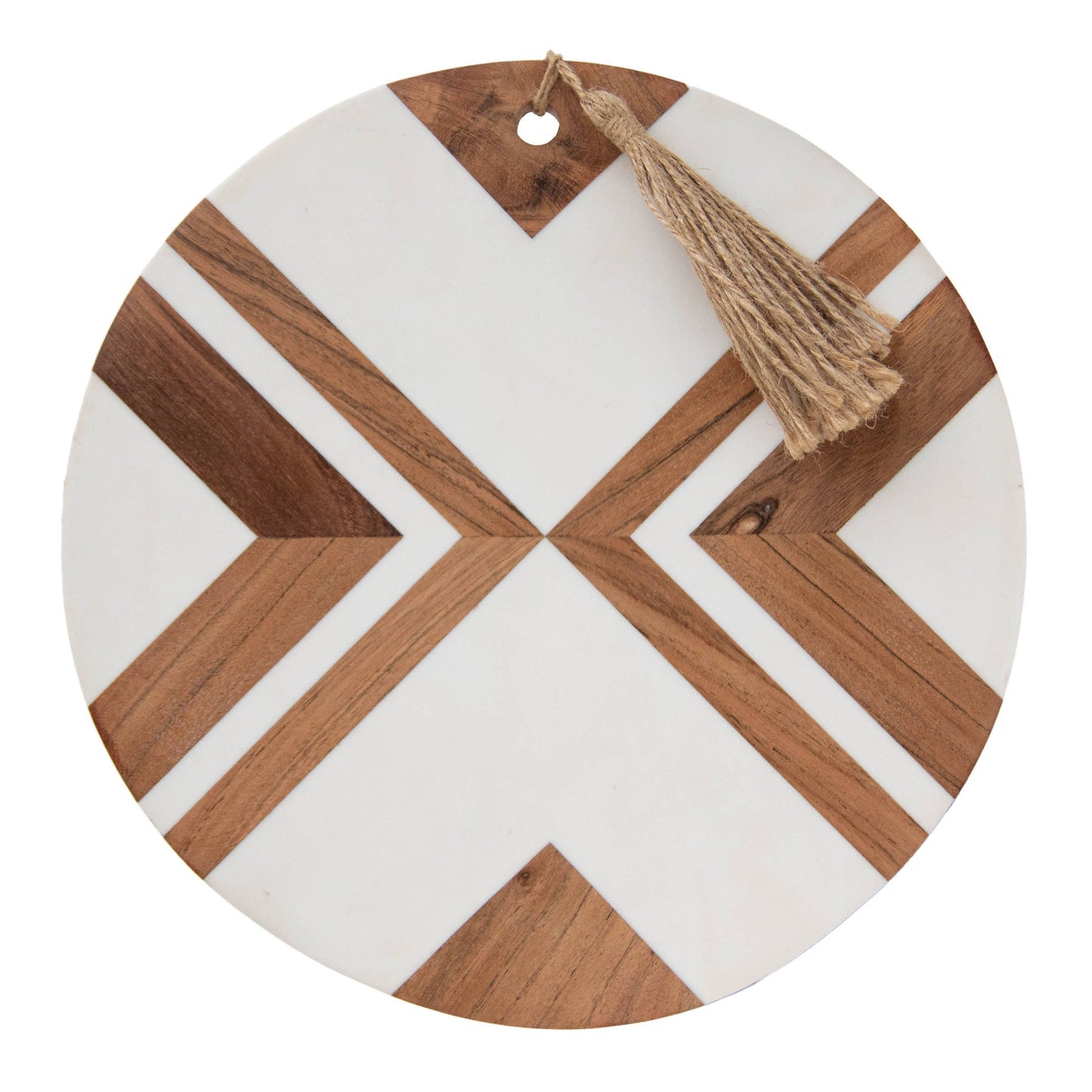 Clement Round White Resin & Wood Cutting Board Large