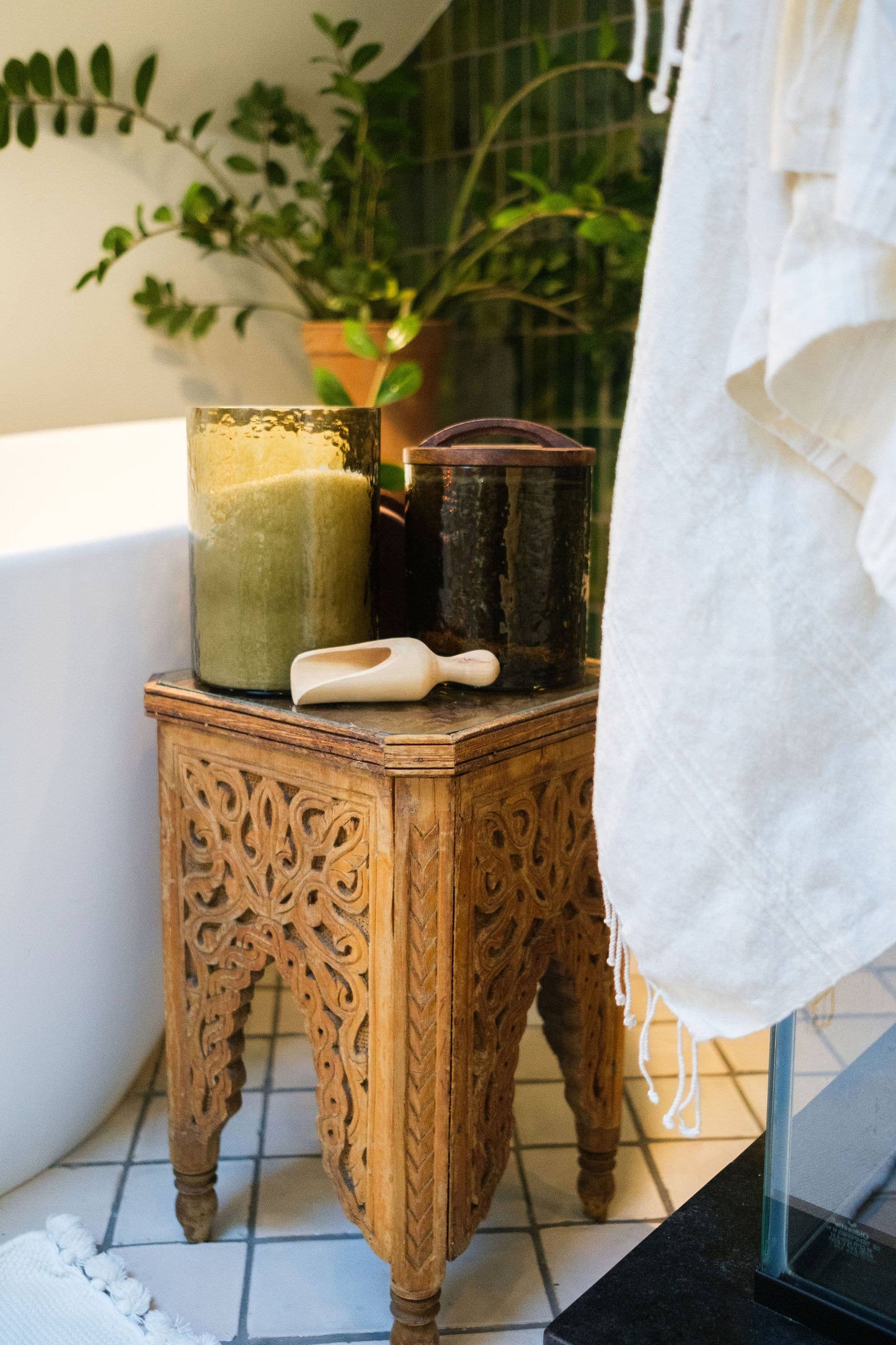 Handblown Hammered Glass Canisters