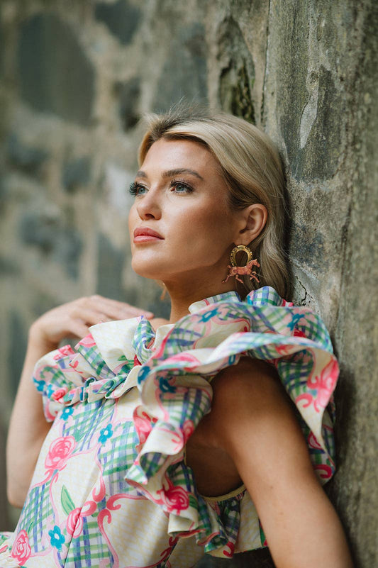 The Pink Reef Keeneland Horse Earring in Emerald