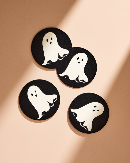 Spooky Ghost Halloween Coasters - Set of 4