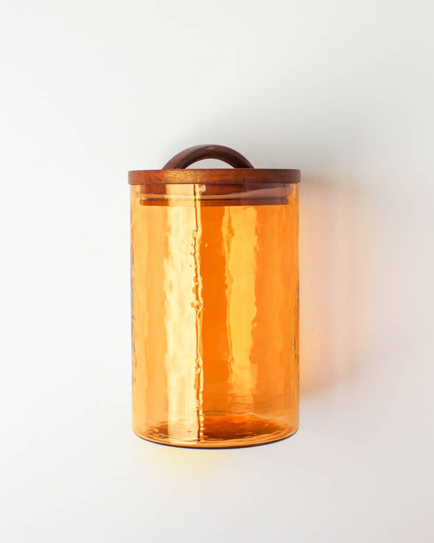 Handblown Hammered Glass Canisters