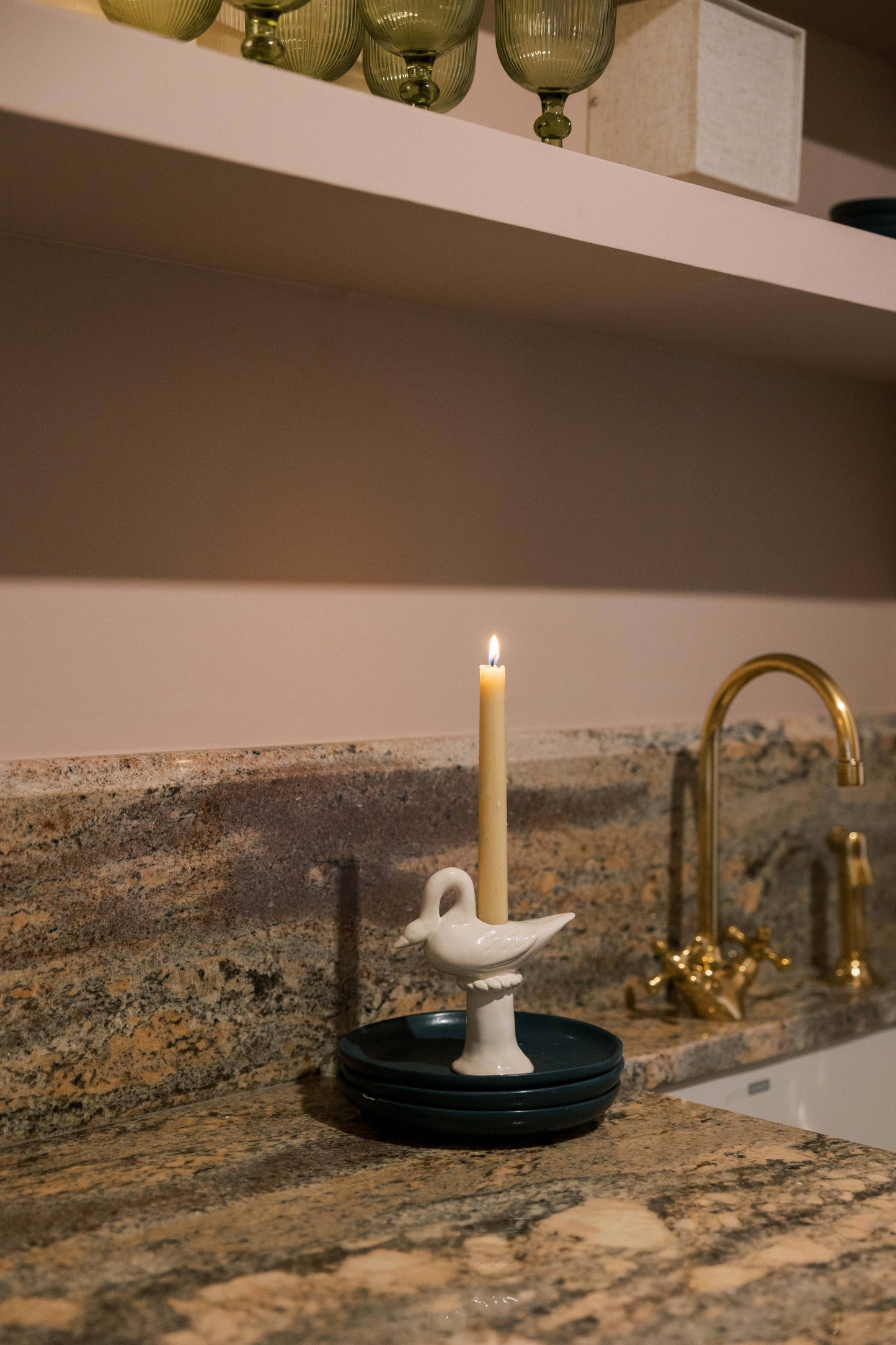 Nordic Swan Candlestick Holder | Cream