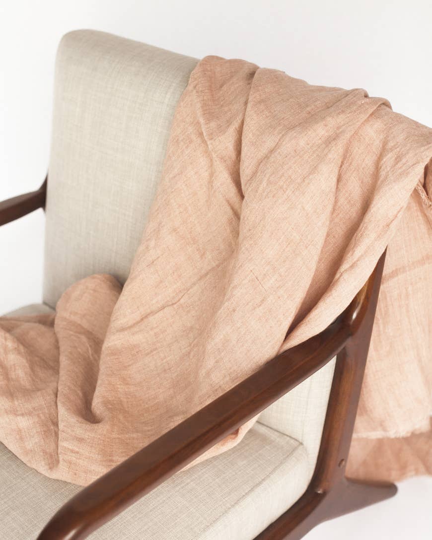 Stone Washed Linen Throw Blanket