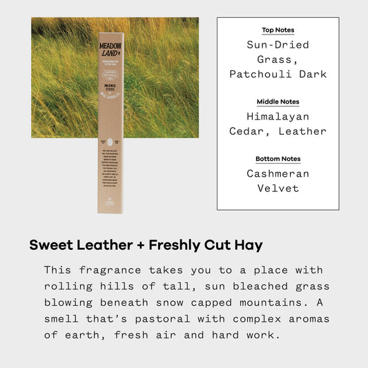 Meadowland Incense Sticks – Grass, Cedar & Patchouli | Slow Burning, 20-Pack