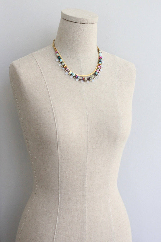 Triple strand multicolor necklace