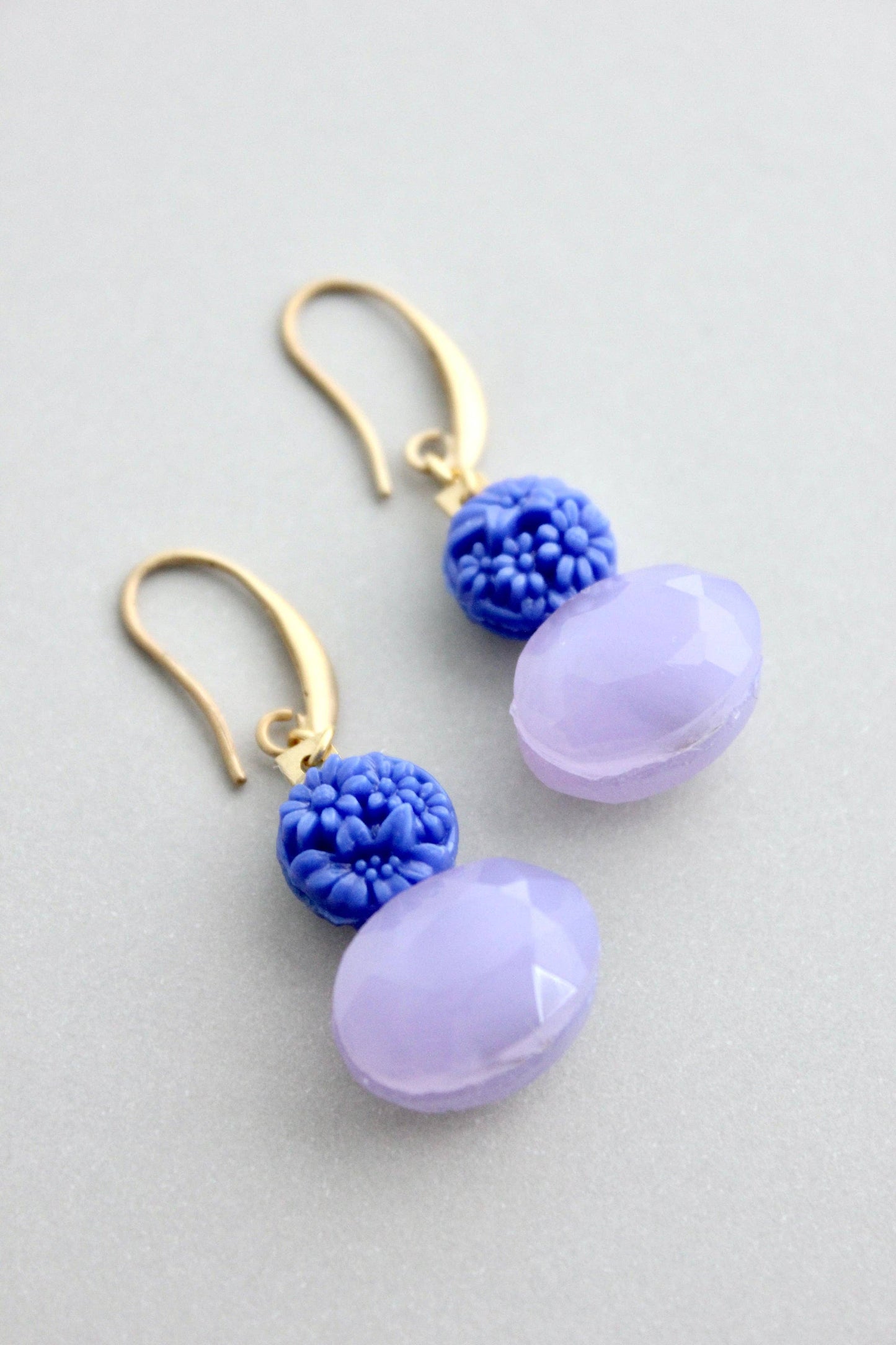 Periwinkle and Lavender Dangle Hook Earrings