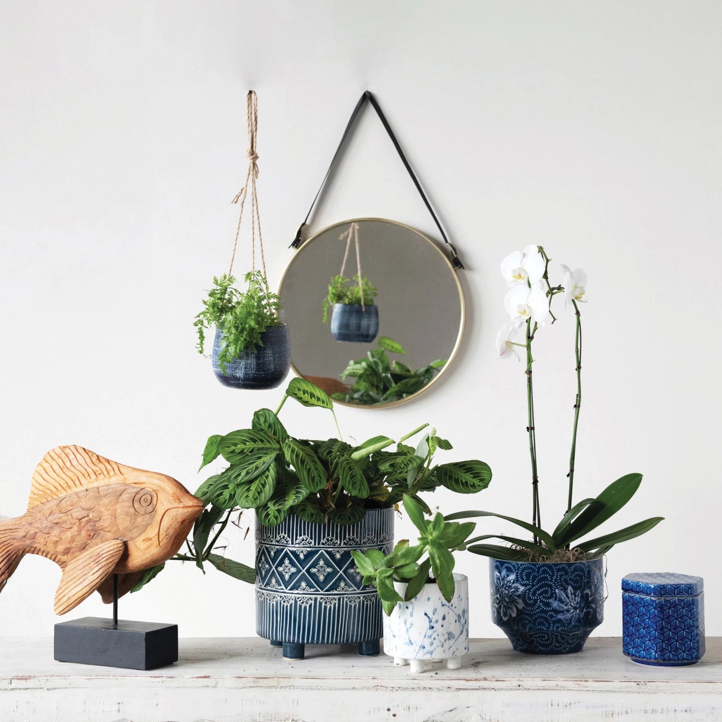 Stoneware Footed Planter with Splatter Design