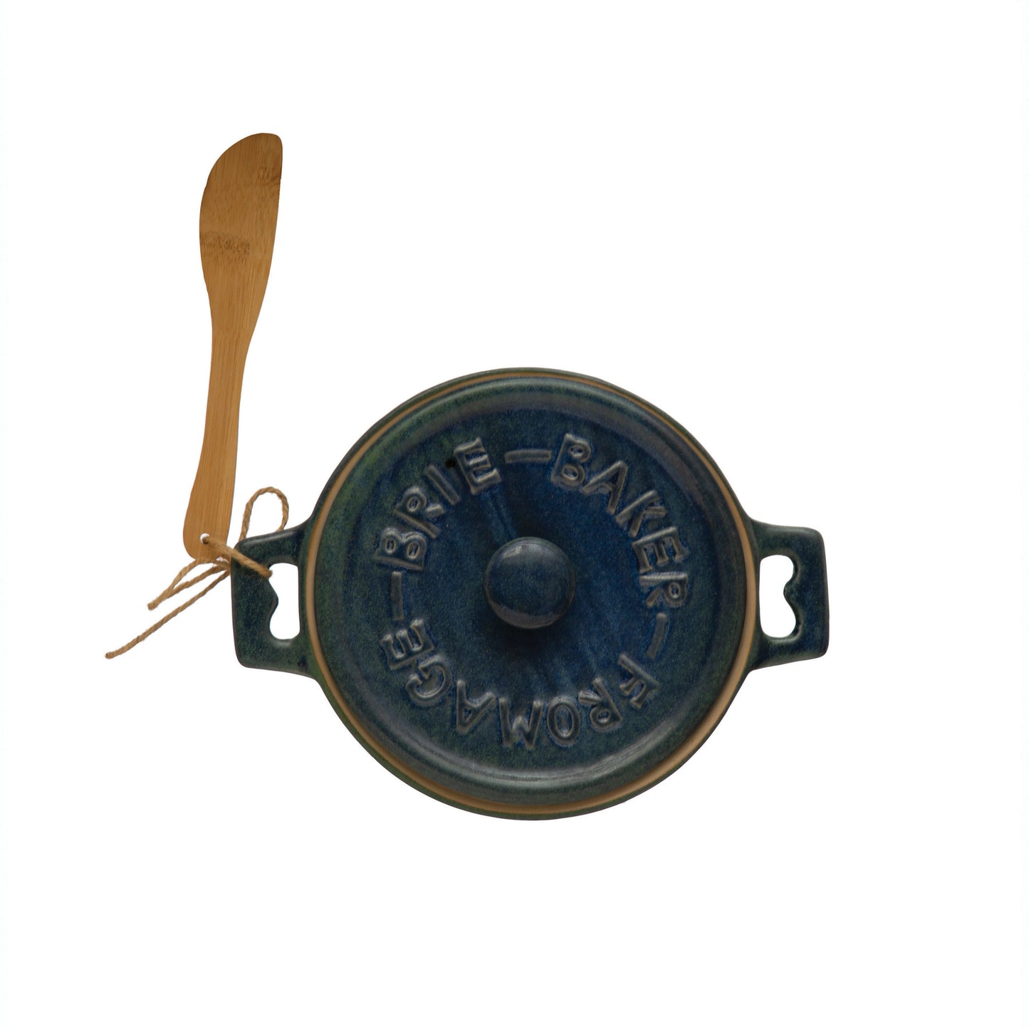 Stoneware Brie Baker with Bamboo Spreader