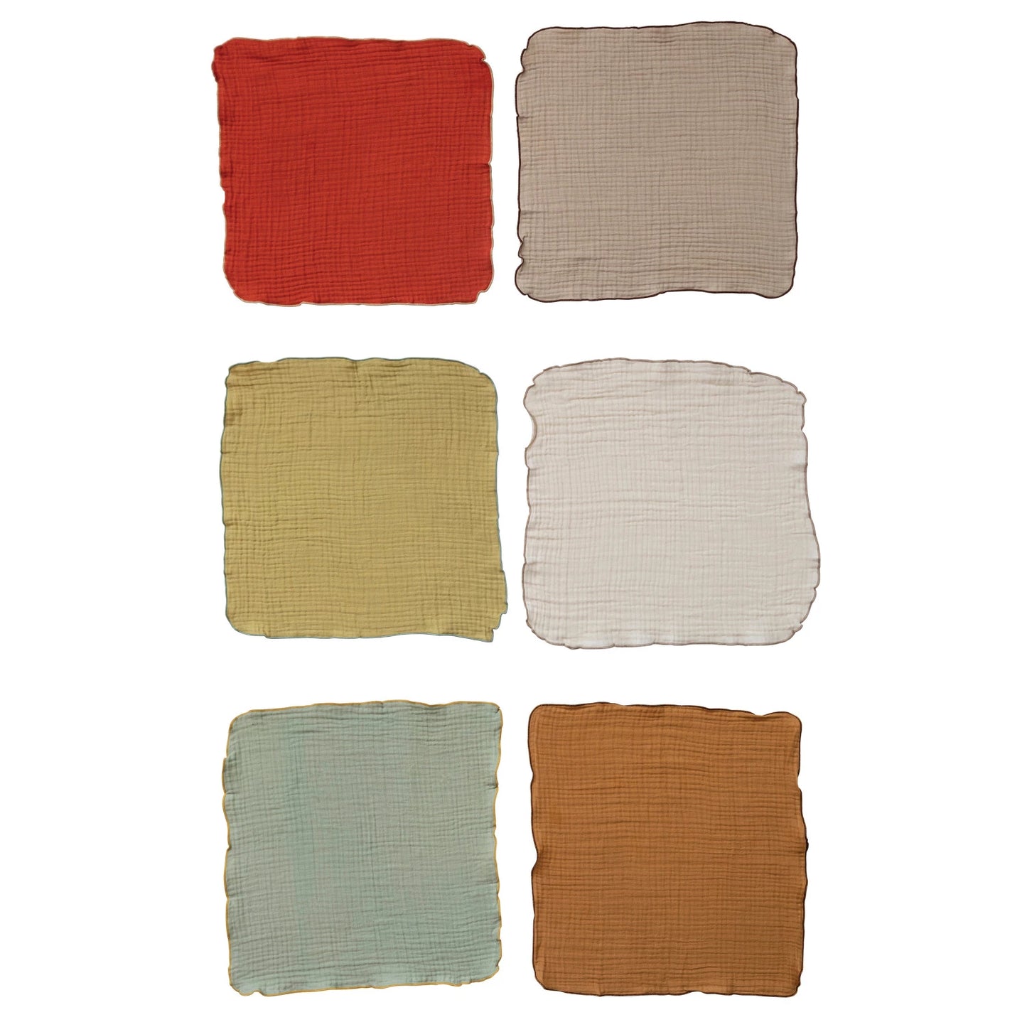 Woven Cotton Double Cloth Napkins w/ Contrasting Stitched Edge, 6 Colors, Set of 4 SKU#DF7660A