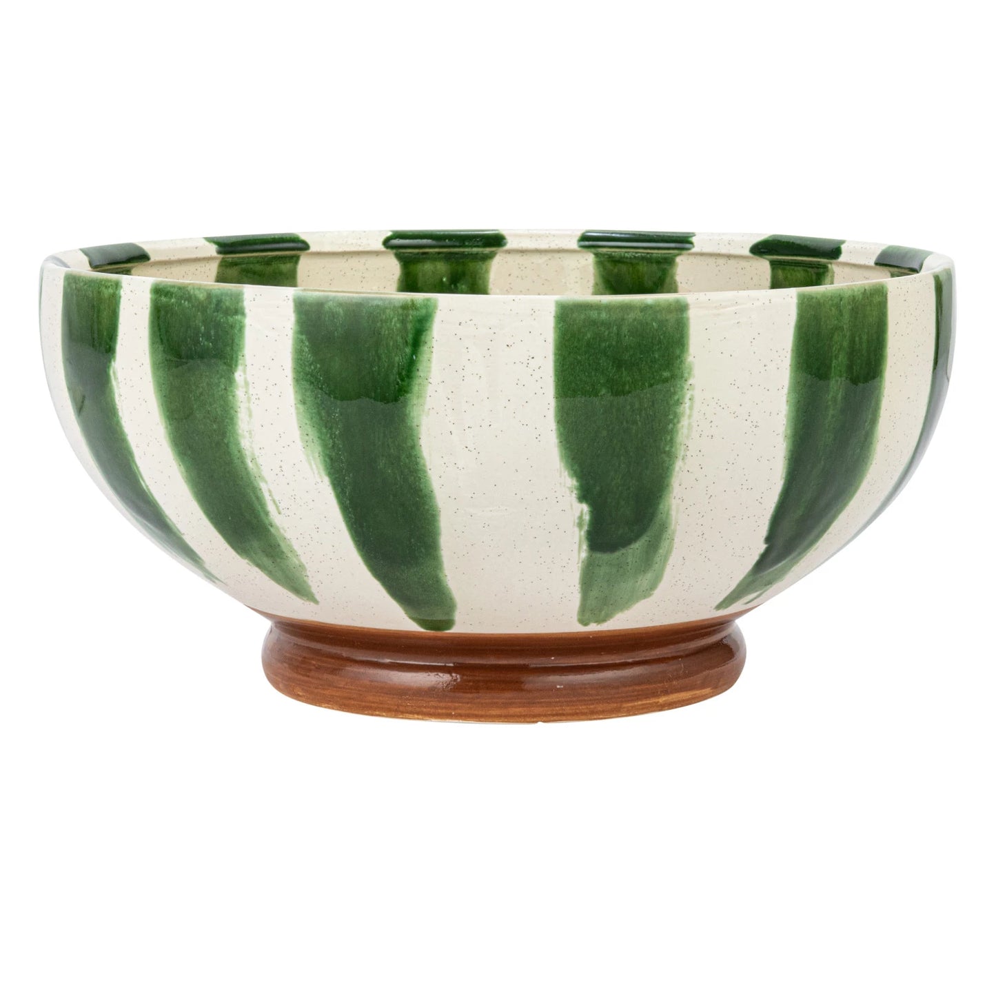 Hand-Painted Stoneware Footed Bowl w/ Stripes (Each One Will Vary)