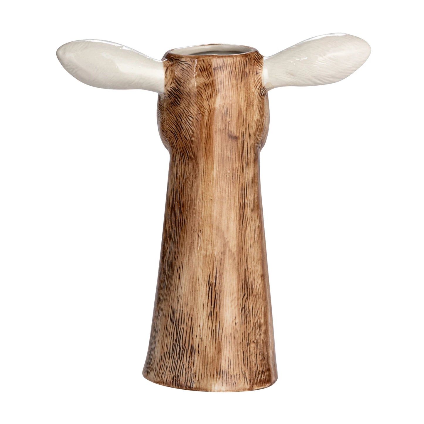 Hand-Painted Stoneware Goat Vase