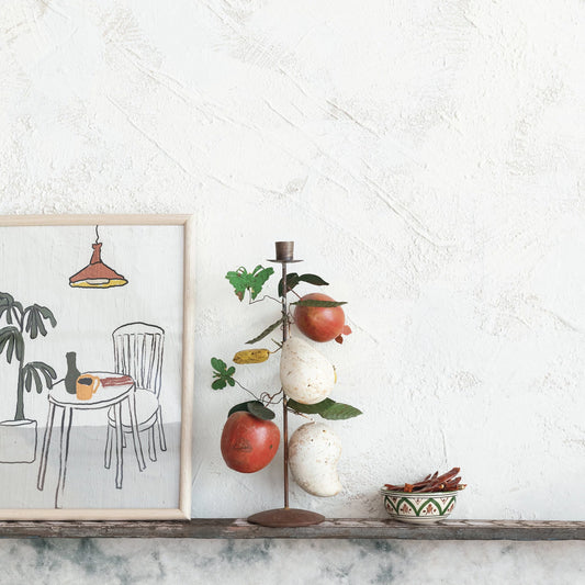 Hand-Painted Metal Vintage Reproduction Toleware Taper Holder