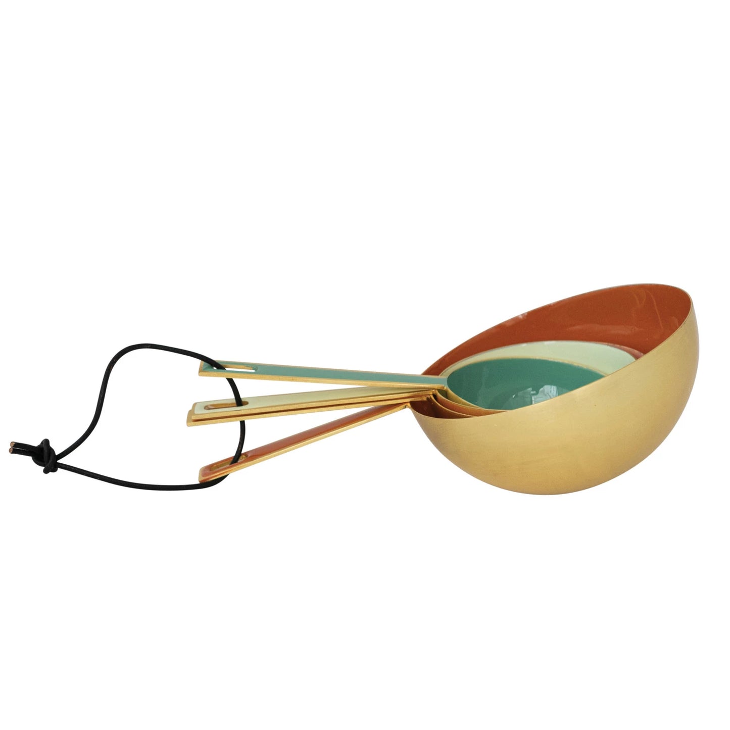 Enameled Measuring Cups with Leather Tie, 4 Colors, Set of 4