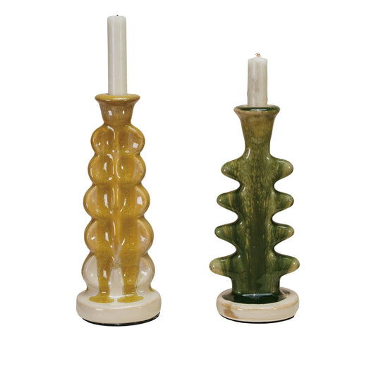 Terra-cotta Formed Taper Holder, 2 Styles (Each Will Vary)