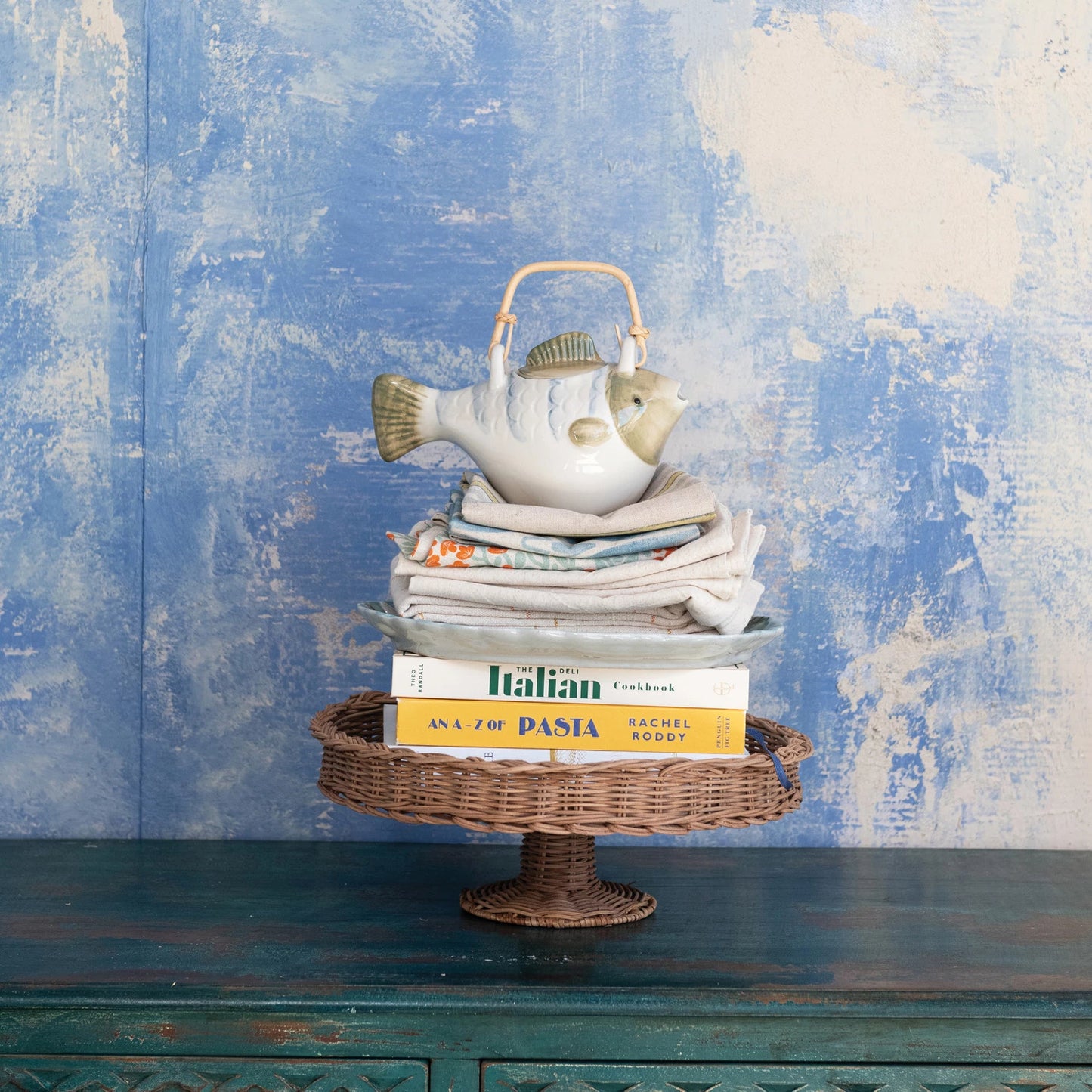 24 oz. Hand-Painted Teapot with Strainer & Handle