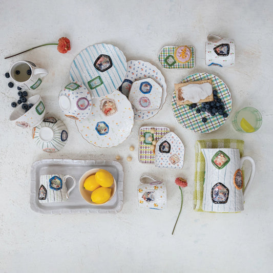 Embossed Hand-Painted Bowl with Gold Electroplating