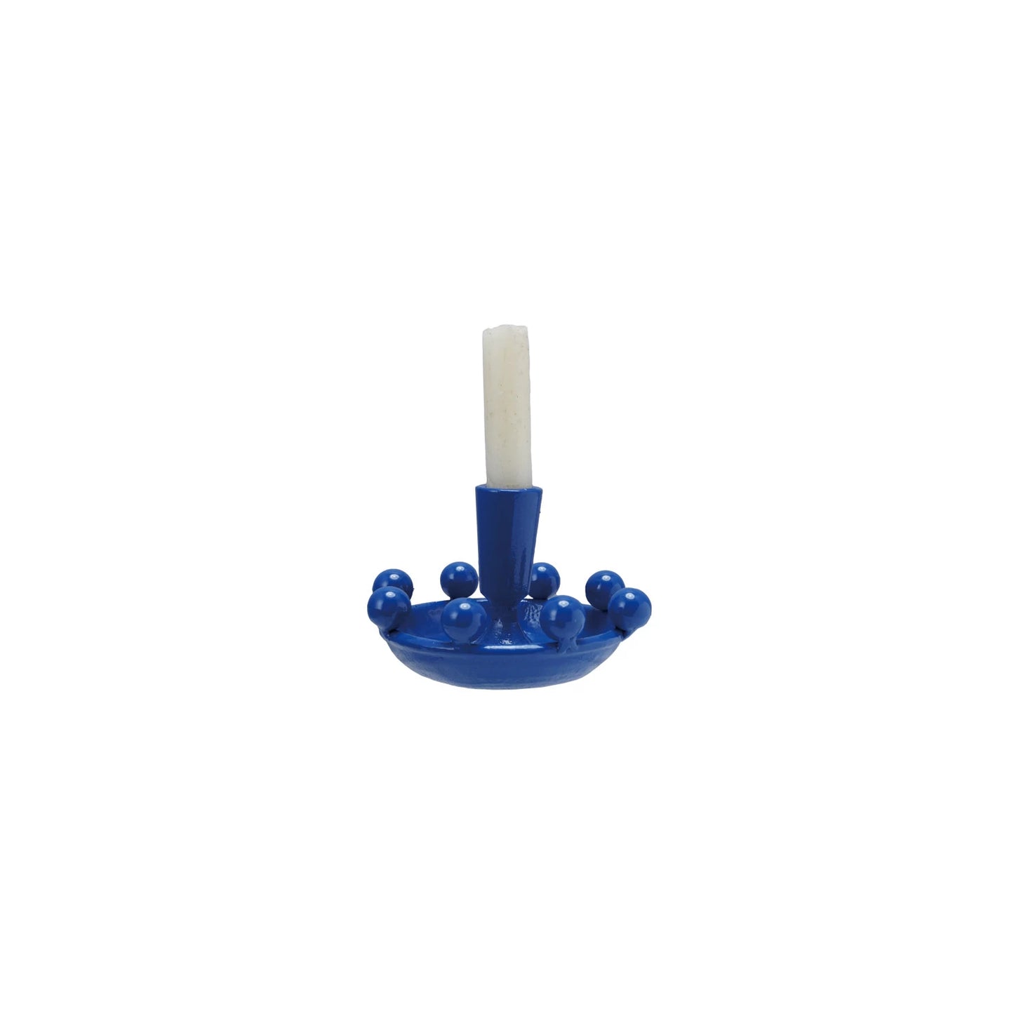 Cast Iron Taper Holder with Balls, Blue