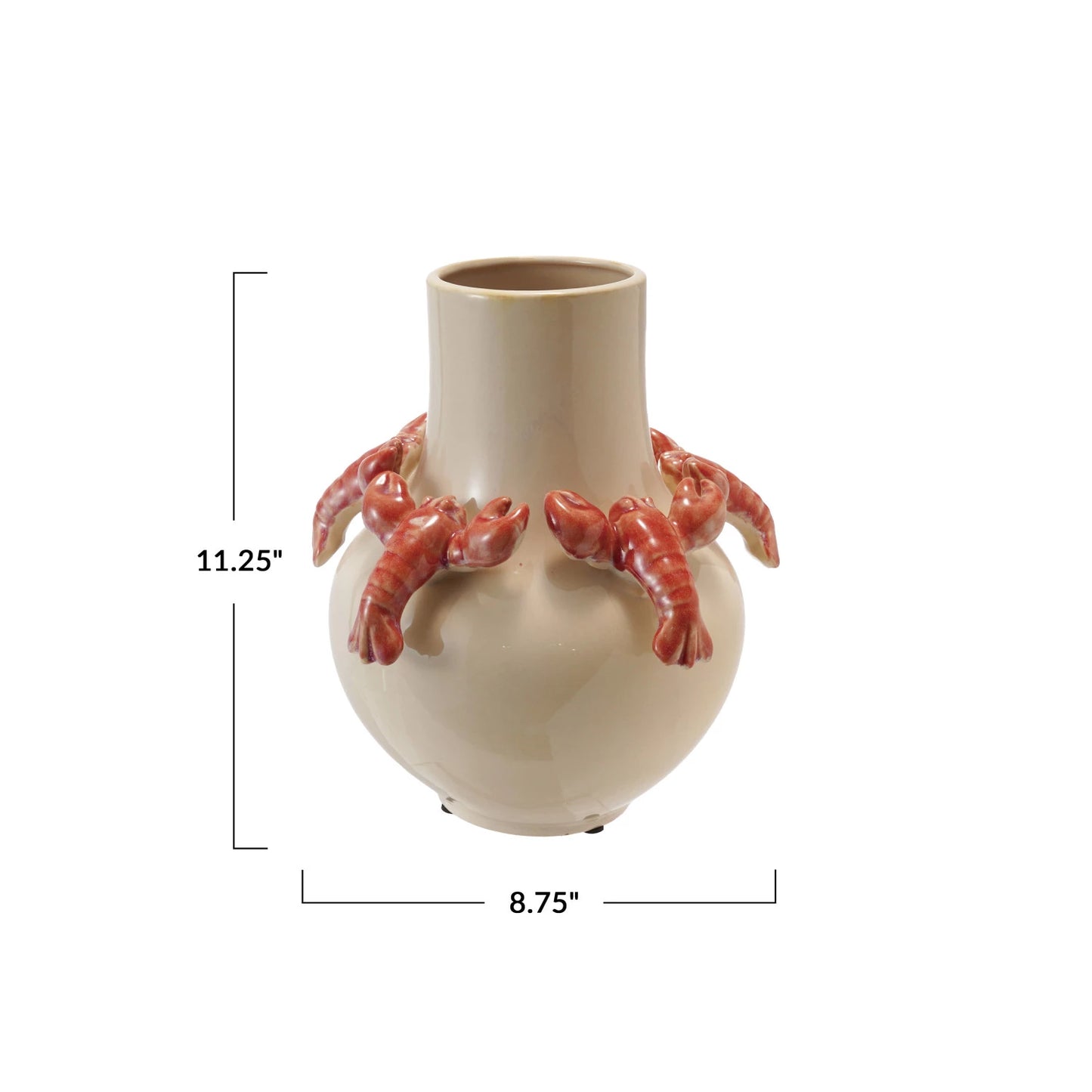 Stoneware Vase w/ 3D Lobsters, Reactive Glaze (Each One Will Vary)