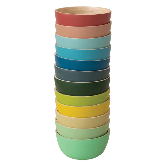 Bamboo Bowl w/ Natural Finish Inside, 12 Matte Colors