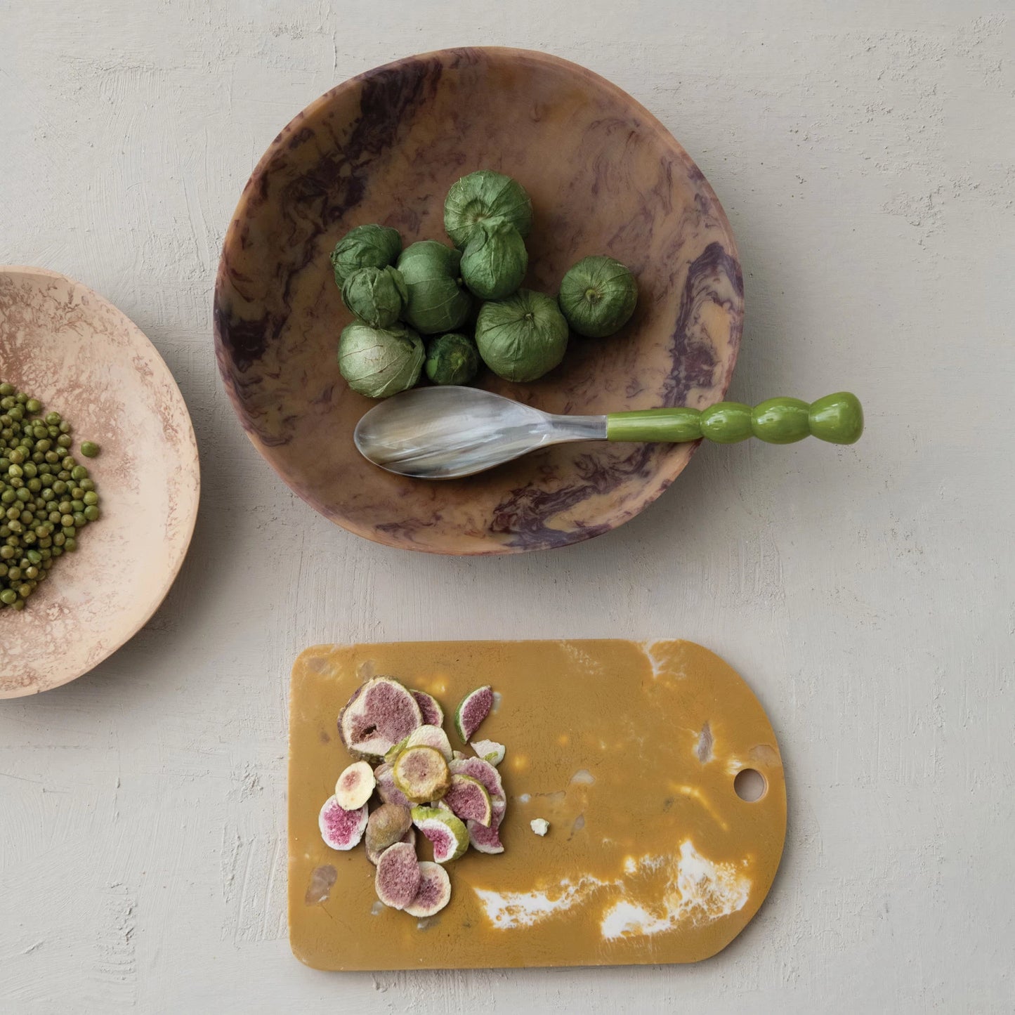 Marbled Resin Cheese/Serving Board w/ Handle, Caramel Color
