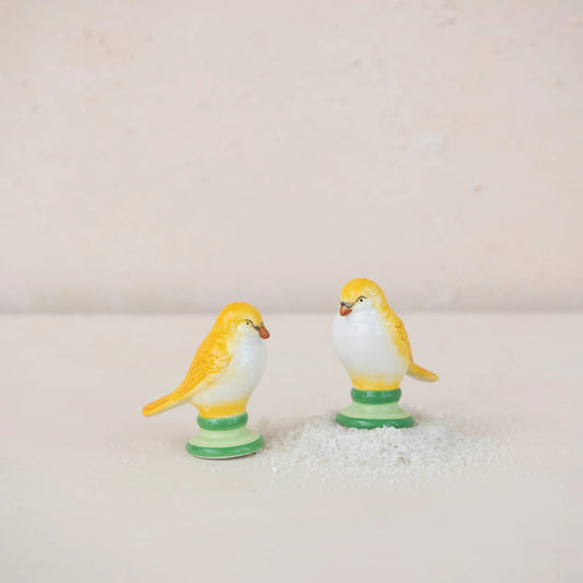 Ceramic Vintage Reproduction Lovebird Shaped Salt & Pepper Shakers, Set of 2