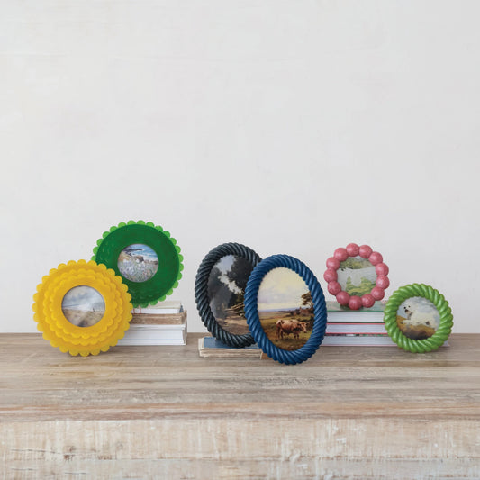 Resin Scalloped Photo Frame, 2 Colors (Holds 4" x 4" Photo)