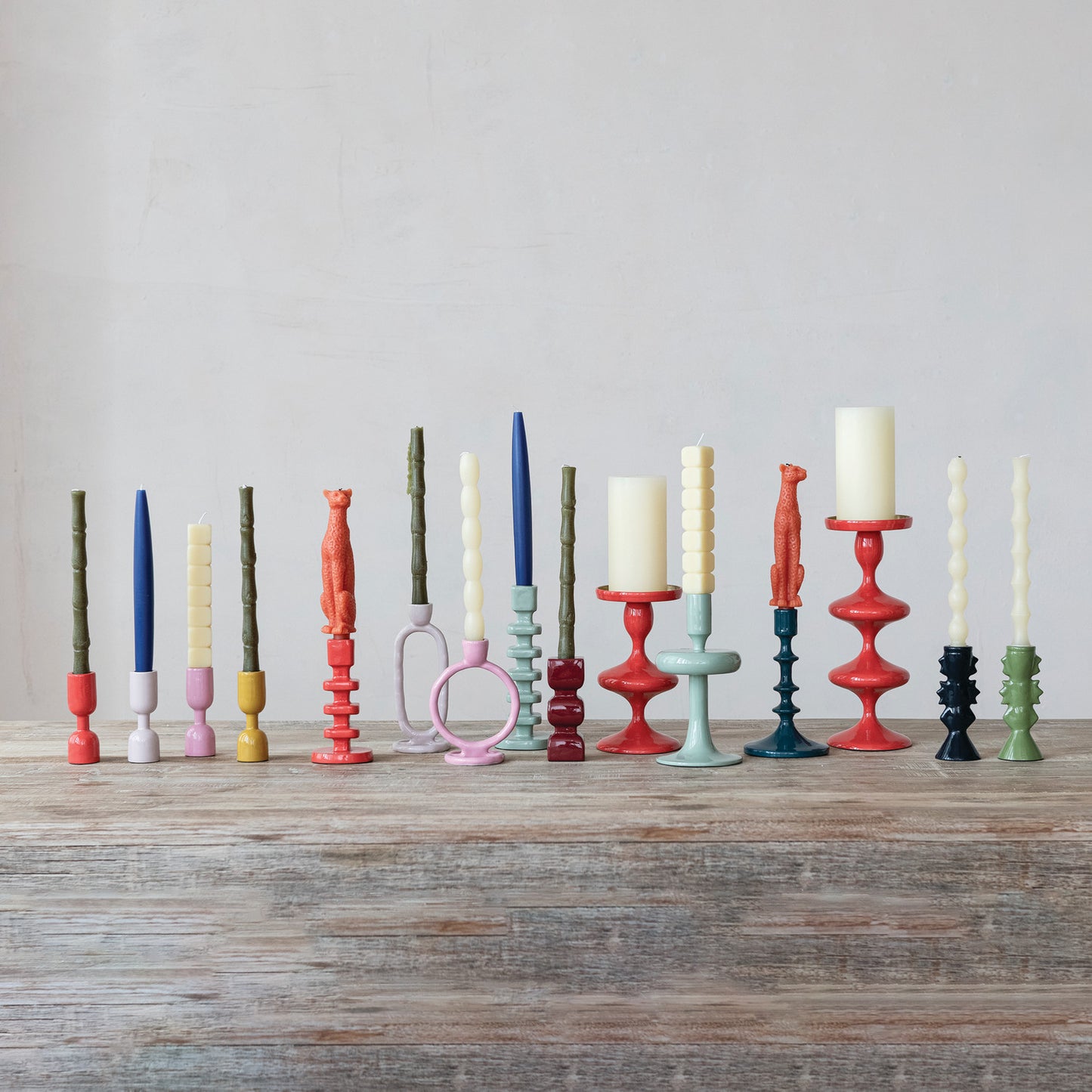 Enameled Aluminum Candle Holder, Coral Color (Holds 4" Pillar)