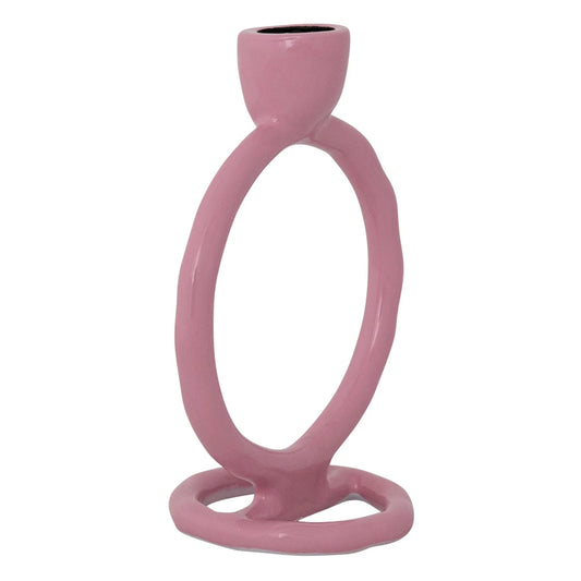 Enameled Aluminum Circle Taper Holder, Pink