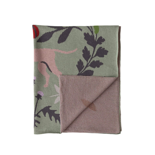 Cotton Knit Baby Blanket with Botanicals & Animals