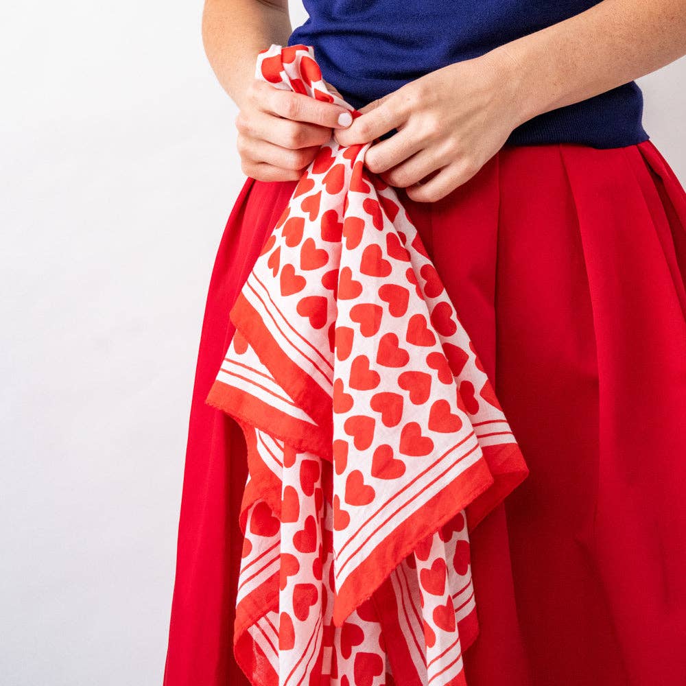 Olivia Square Scarf Heart Print