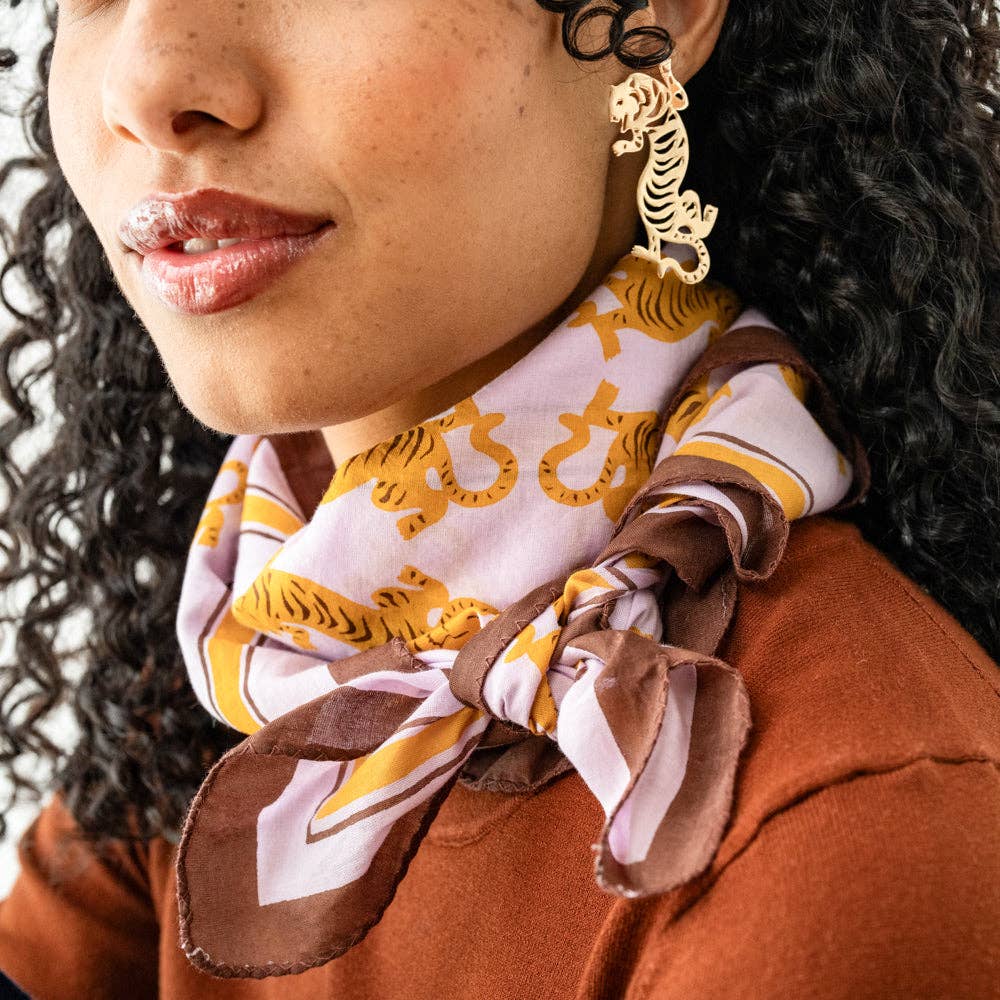 Olivia Square Scarf Tiger Print