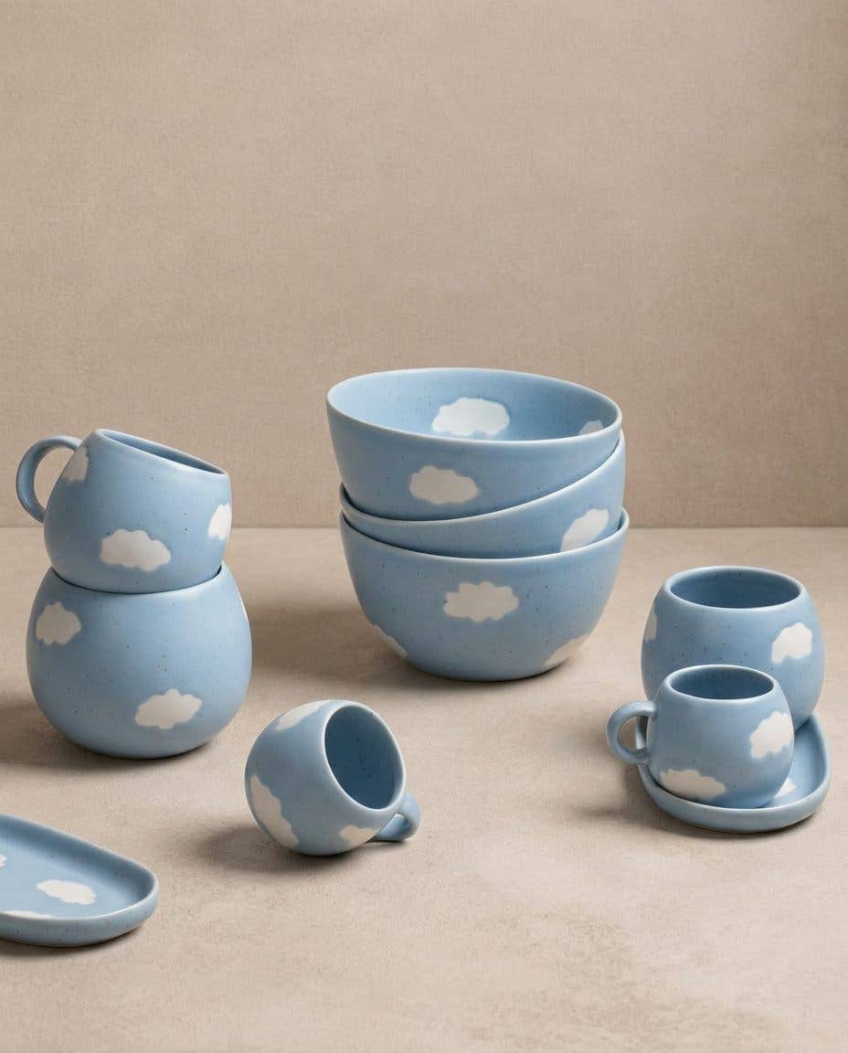 Blue Ball Mug 17oz / 500ml stoneware ceramic — Cloud Collection