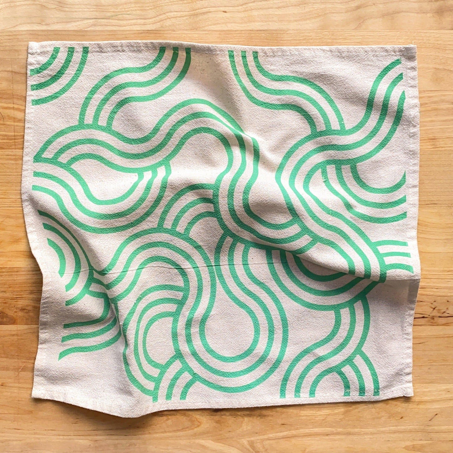 Winding Loops Hand Printed Cotton Napkins, Set of 4