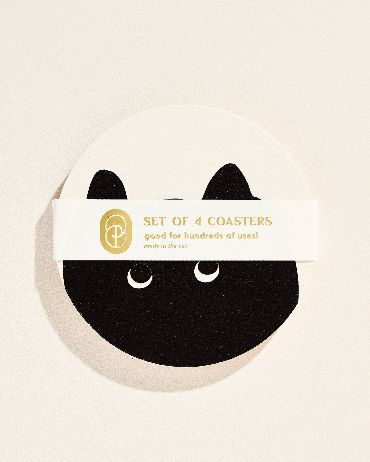 Black Cat Coasters - Set of 4